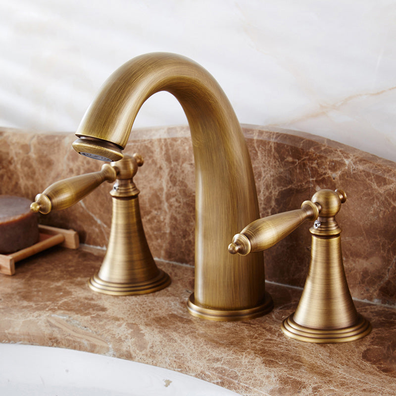 Traditional Vessel Faucet 3 Holes Two-Handle Bathroom Vessel Faucet