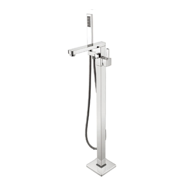 Brass Freestanding Tub Filler with Hose Floor Mounted Bathroom Faucet