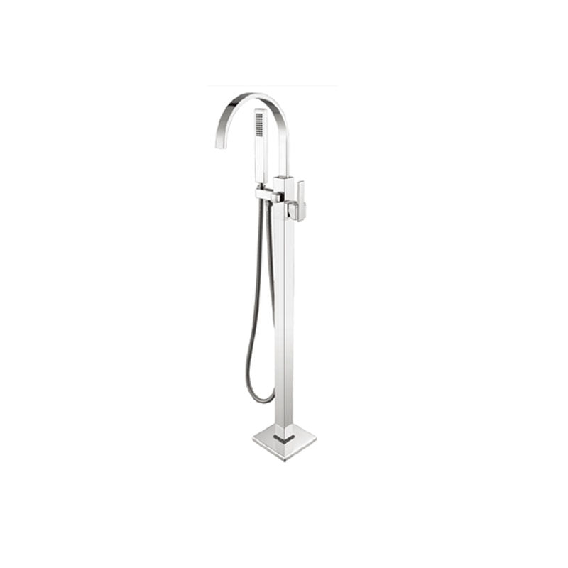 Brass Freestanding Tub Filler with Hose Floor Mounted Bathroom Faucet