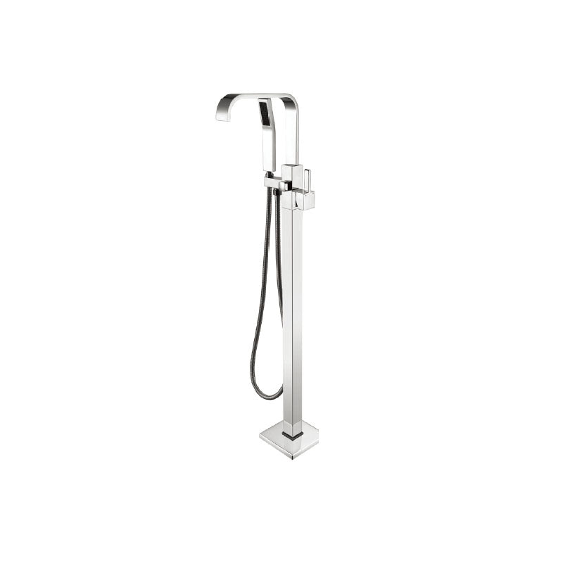 Brass Freestanding Tub Filler with Hose Floor Mounted Bathroom Faucet