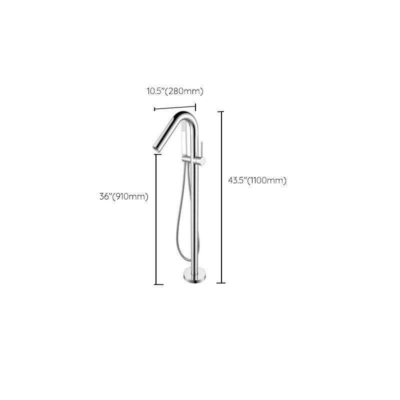 Brass Freestanding Tub Filler with Hose Floor Mounted Bathroom Faucet