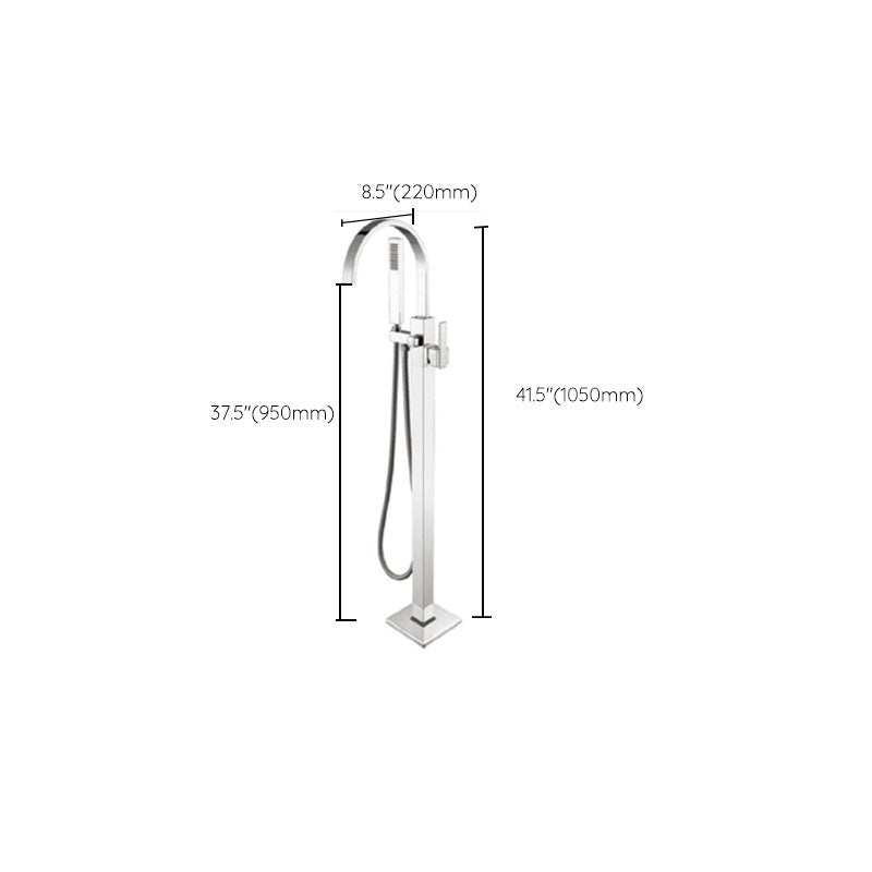 Brass Freestanding Tub Filler with Hose Floor Mounted Bathroom Faucet