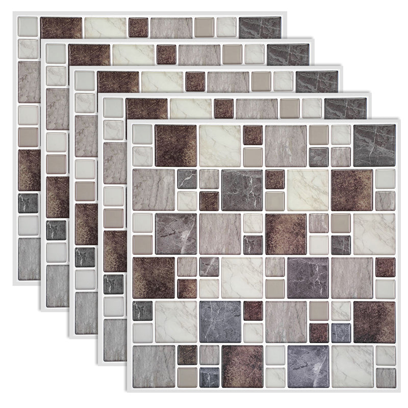 Plastic Peel and Stick Backsplash Wall Tile 3D Square Wallpaper