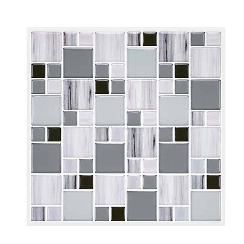 Plastic Peel and Stick Backsplash Wall Tile 3D Square Wallpaper