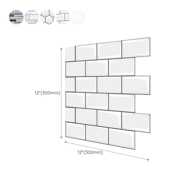 Plastic Peel and Stick Backsplash Wall Tile 3D Square Wallpaper