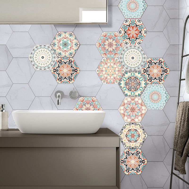 Plastic Mosaic Tile Wallpaper Hexagonal Peel and Stick Backsplash Wall Tile