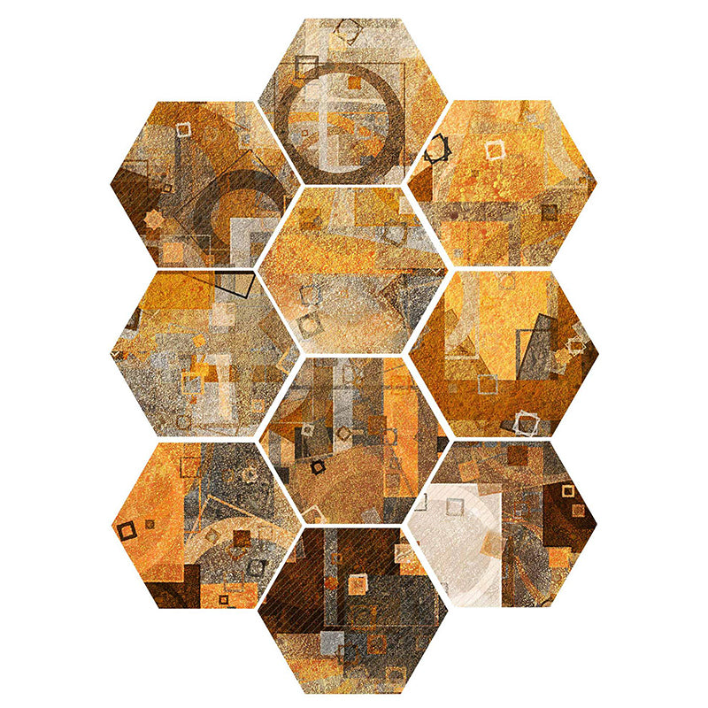 Plastic Mosaic Tile Wallpaper Hexagonal Peel and Stick Backsplash Wall Tile