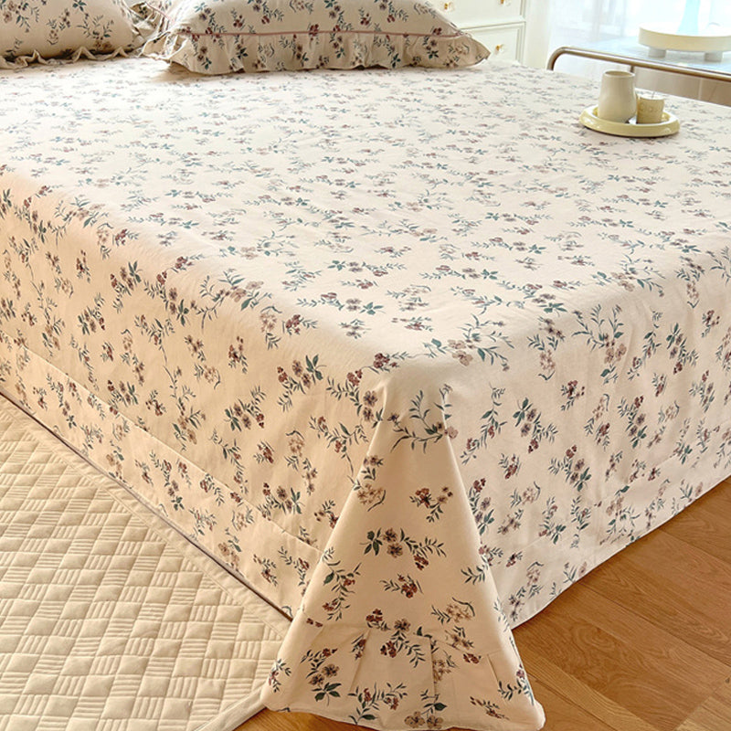 Floral Print Bed Sheet Set Modern Spring Cotton Fitted Sheet