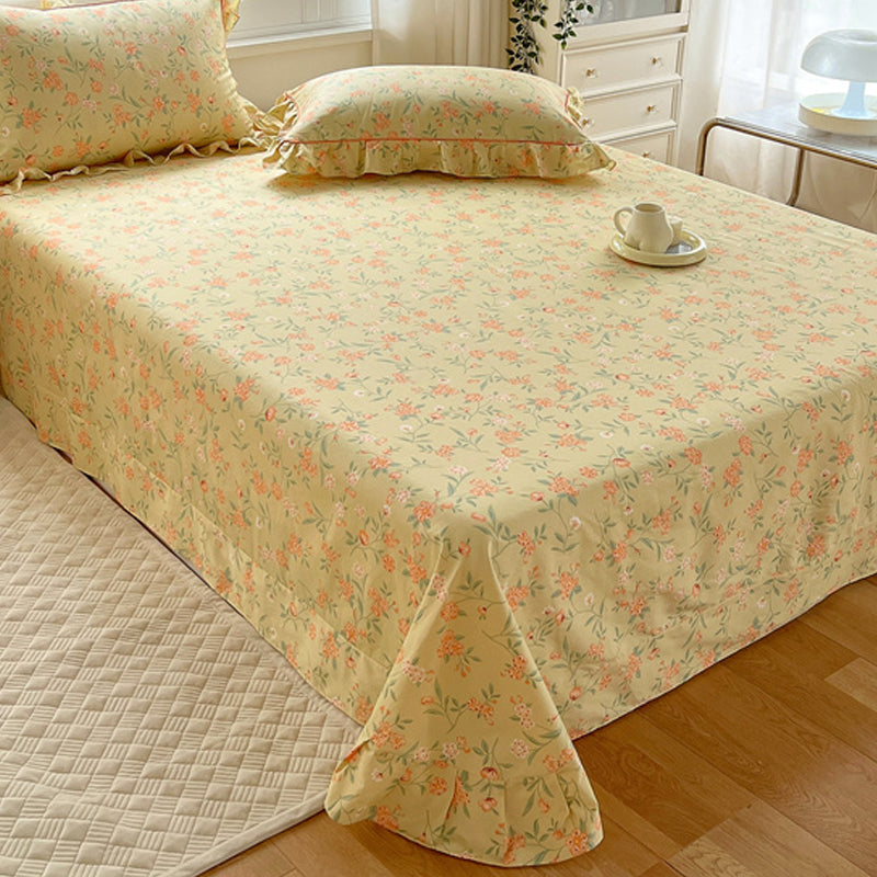 Floral Print Bed Sheet Set Modern Spring Cotton Fitted Sheet