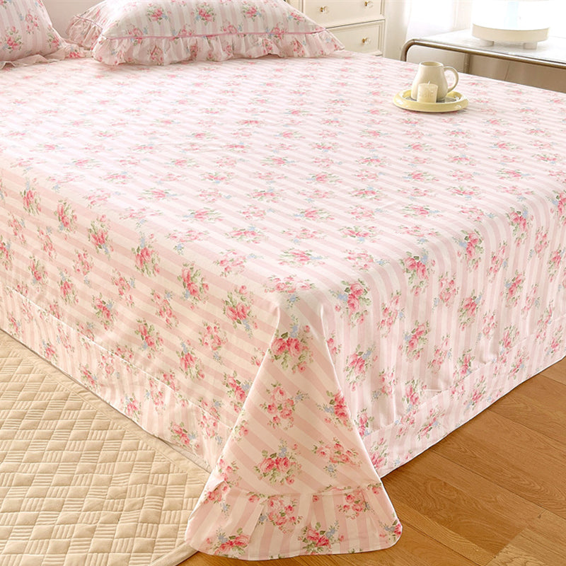 Floral Print Bed Sheet Set Modern Spring Cotton Fitted Sheet