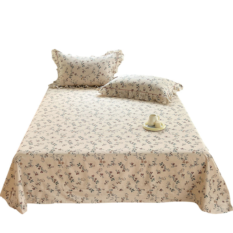 Floral Print Bed Sheet Set Modern Spring Cotton Fitted Sheet