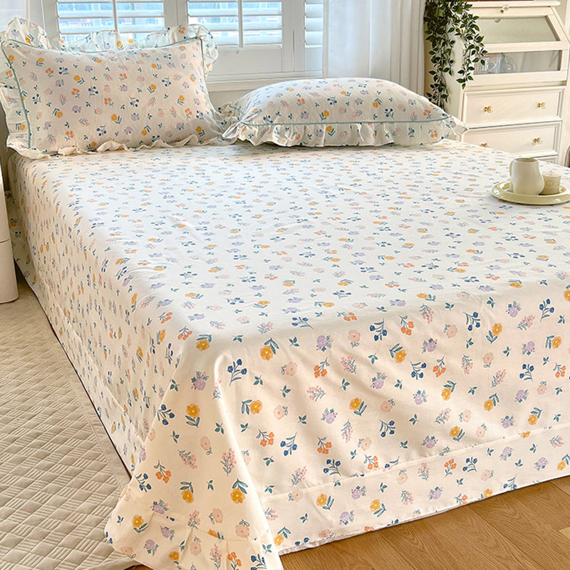 Floral Print Bed Sheet Set Modern Spring Cotton Fitted Sheet