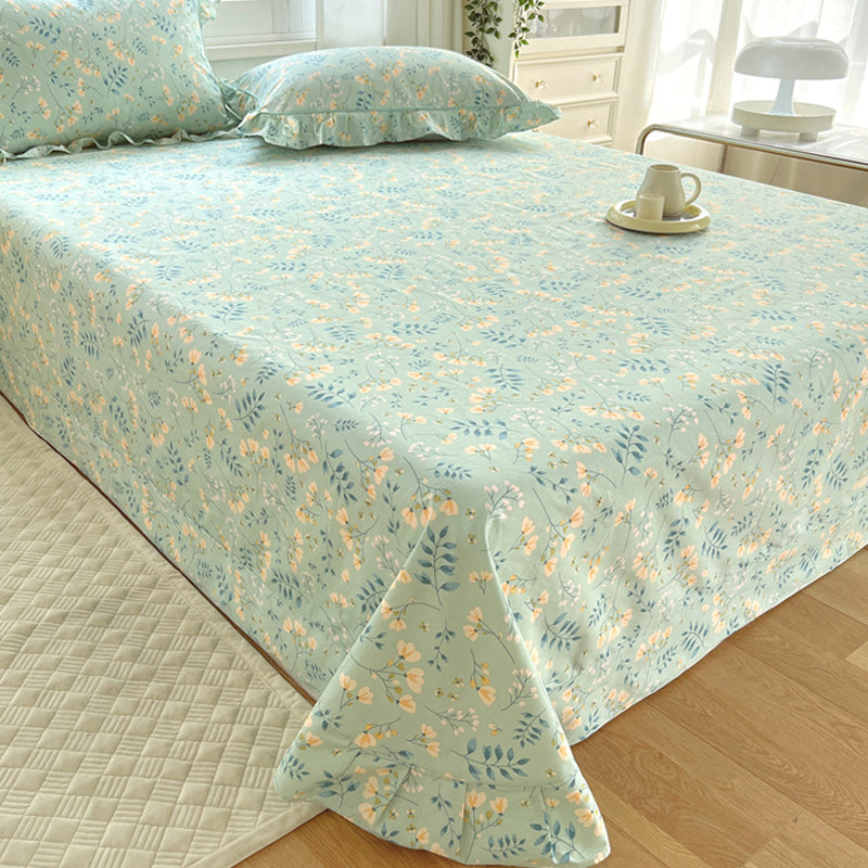 Floral Print Bed Sheet Set Modern Spring Cotton Fitted Sheet