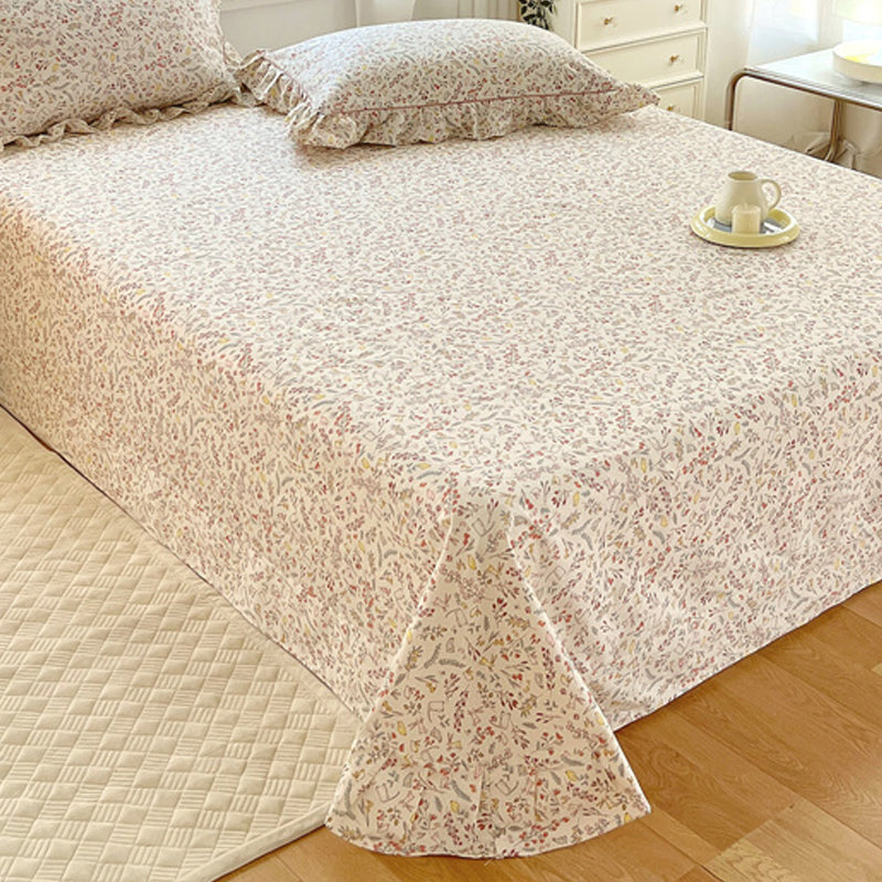 Floral Print Bed Sheet Set Modern Spring Cotton Fitted Sheet