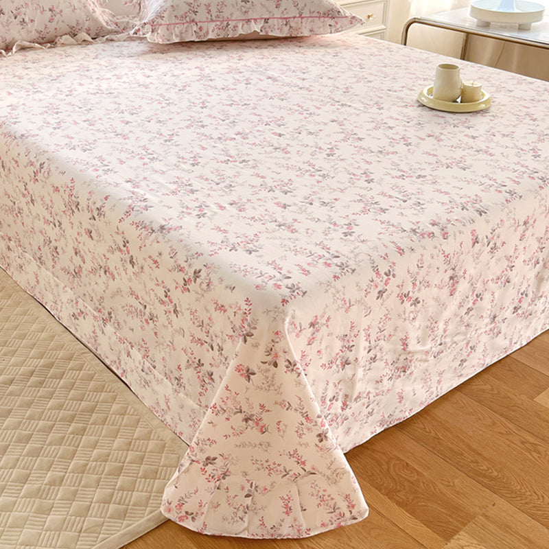 Floral Print Bed Sheet Set Modern Spring Cotton Fitted Sheet