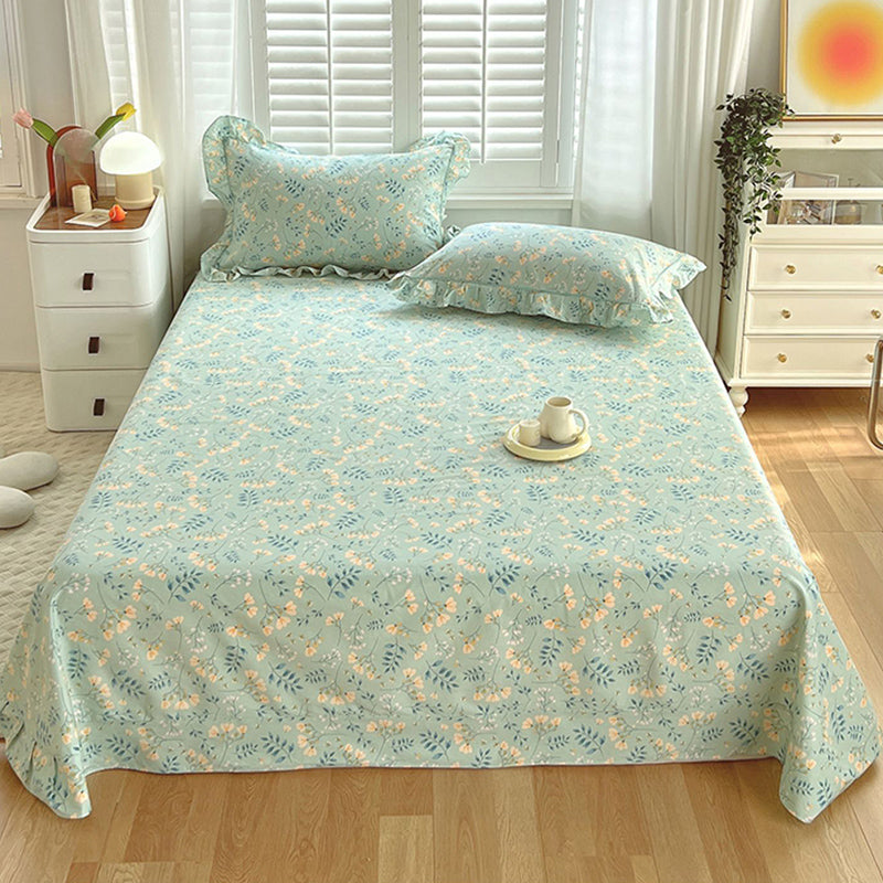 Floral Print Bed Sheet Set Modern Spring Cotton Fitted Sheet