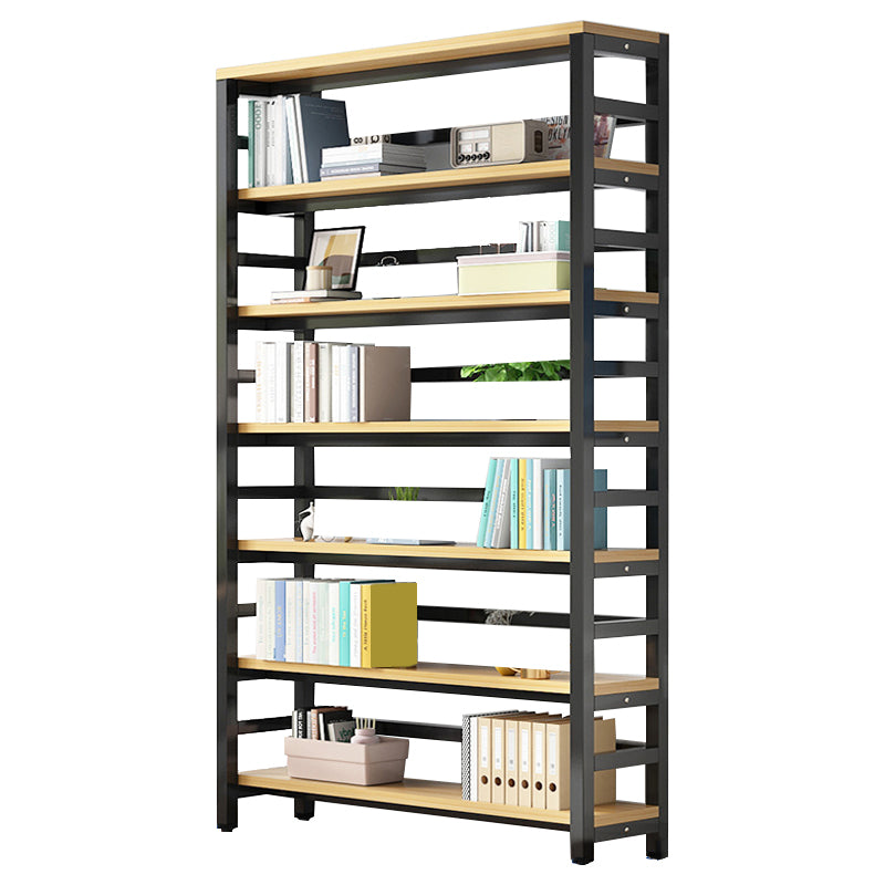 Adjustable Shelves Children's Bookshelf Steel and Wood Bookshelf in Black