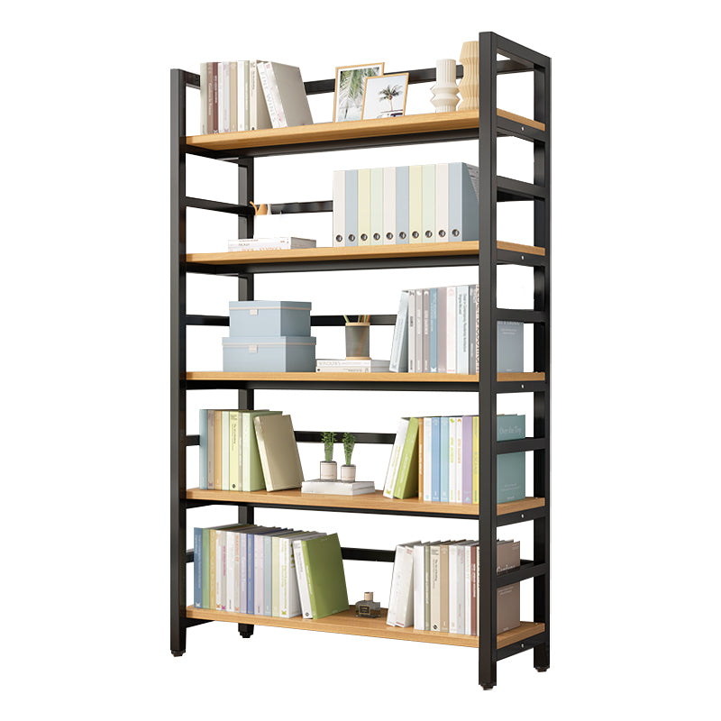 Adjustable Shelves Children's Bookshelf Steel and Wood Bookshelf in Black