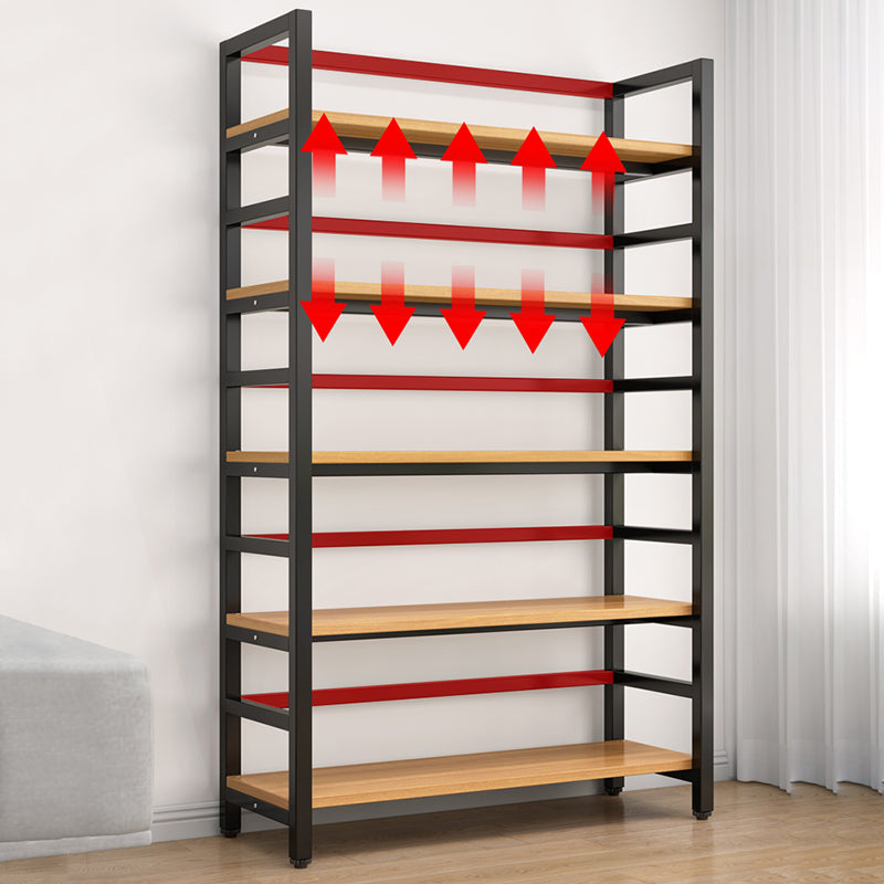 Adjustable Shelves Children's Bookshelf Steel and Wood Bookshelf in Black