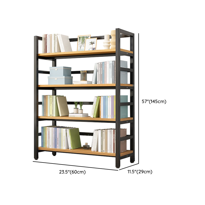 Adjustable Shelves Children's Bookshelf Steel and Wood Bookshelf in Black