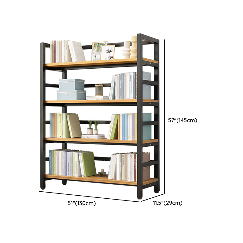 Adjustable Shelves Children's Bookshelf Steel and Wood Bookshelf in Black