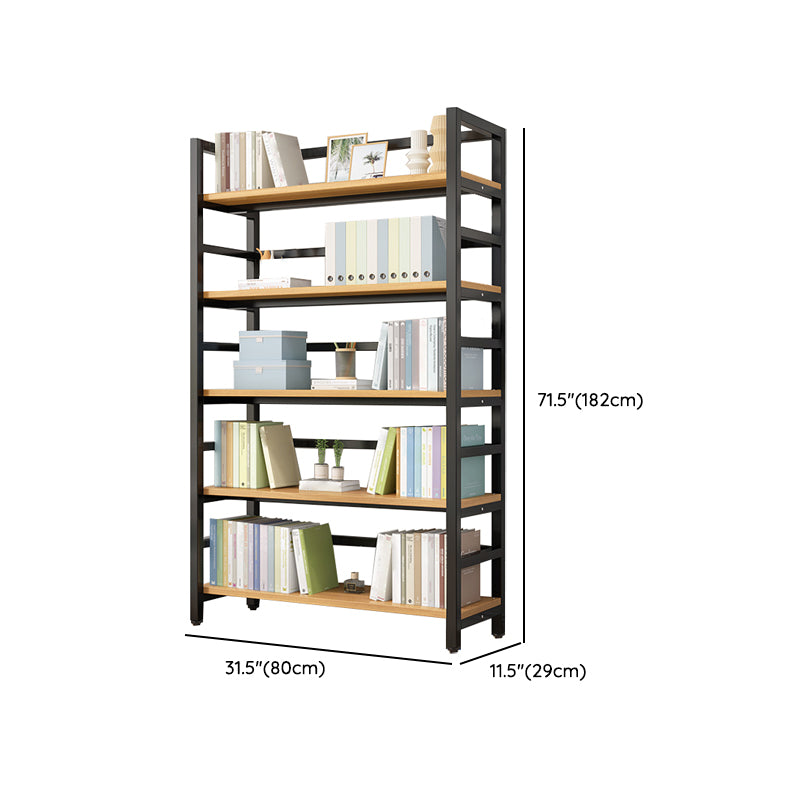 Adjustable Shelves Children's Bookshelf Steel and Wood Bookshelf in Black