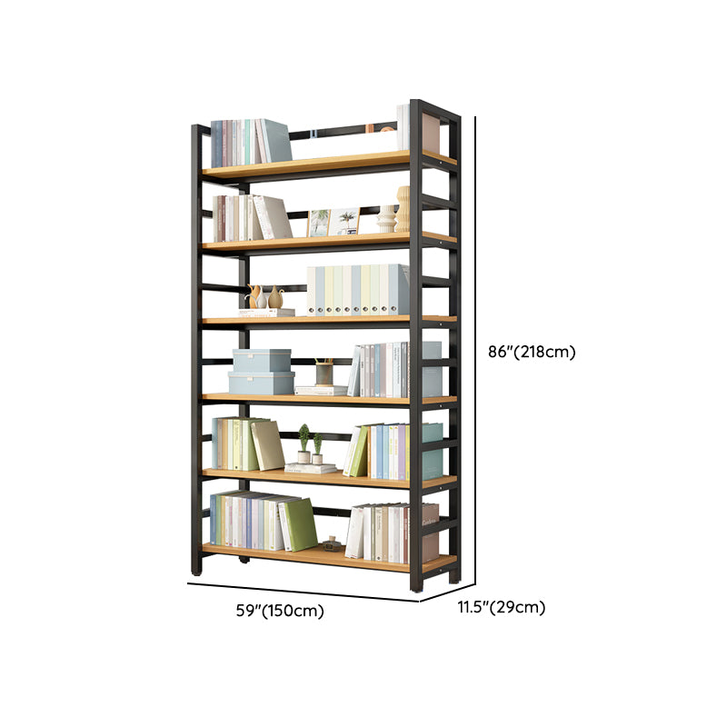 Adjustable Shelves Children's Bookshelf Steel and Wood Bookshelf in Black