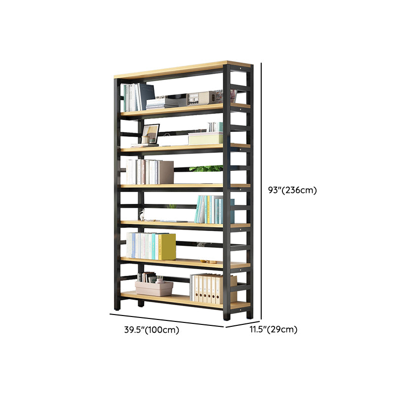 Adjustable Shelves Children's Bookshelf Steel and Wood Bookshelf in Black