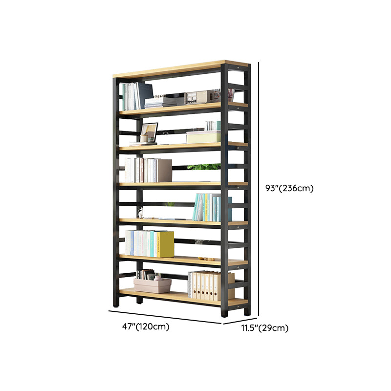 Adjustable Shelves Children's Bookshelf Steel and Wood Bookshelf in Black