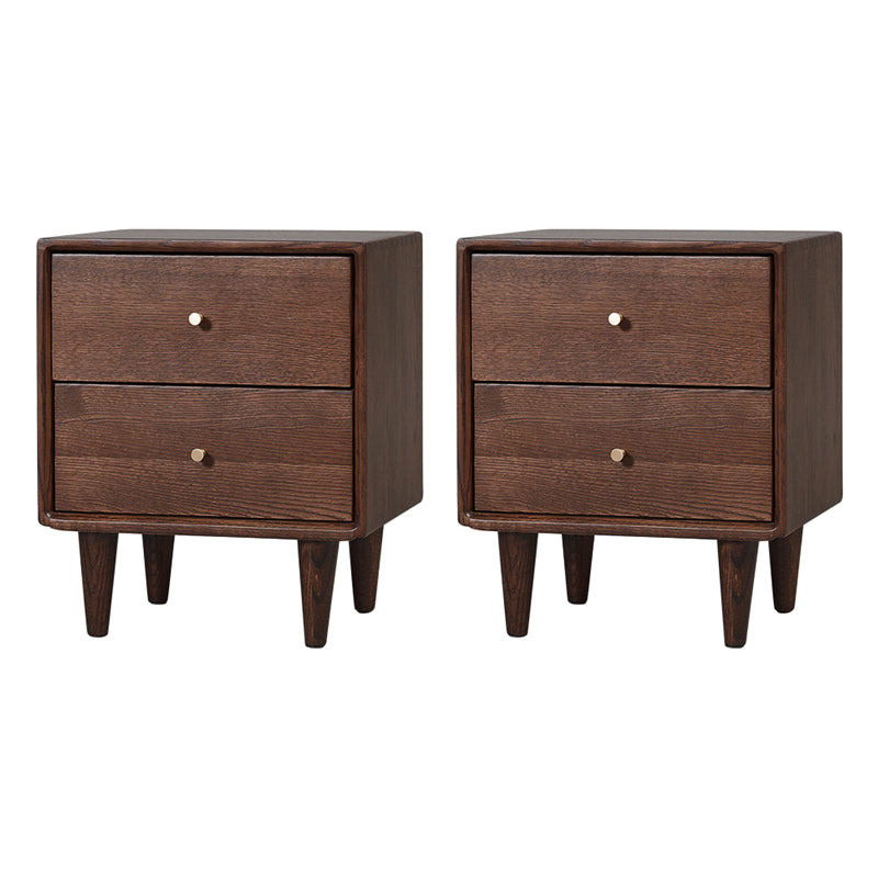 Storage Narrow Nightstand Flat Top Solid Wood Kids Bedside Table in Brown