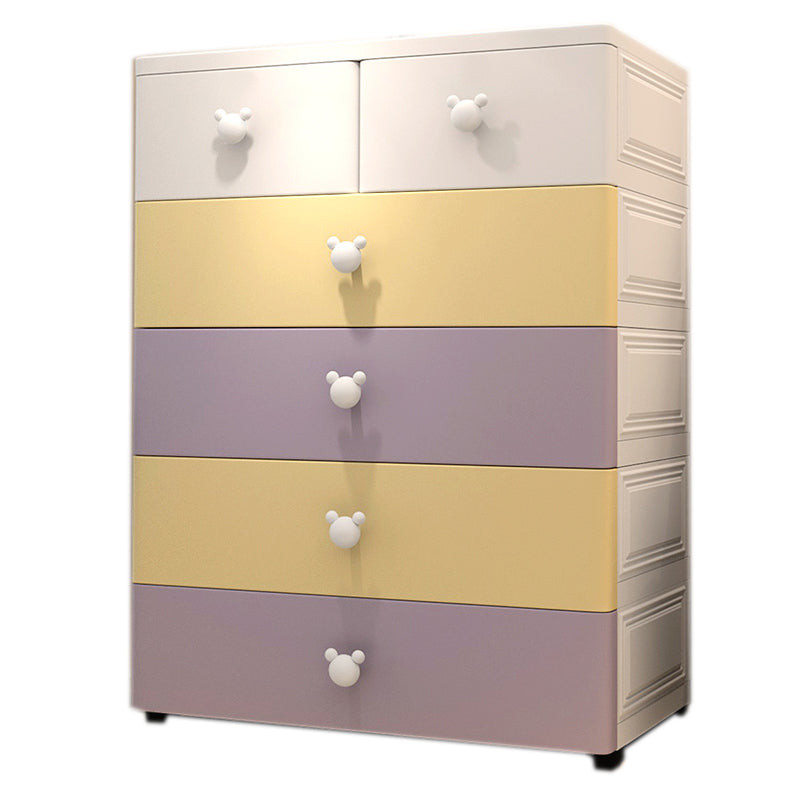 Modern Vertical Kids Dresser Set Plastic Nursery Dresser with Drawers for Home