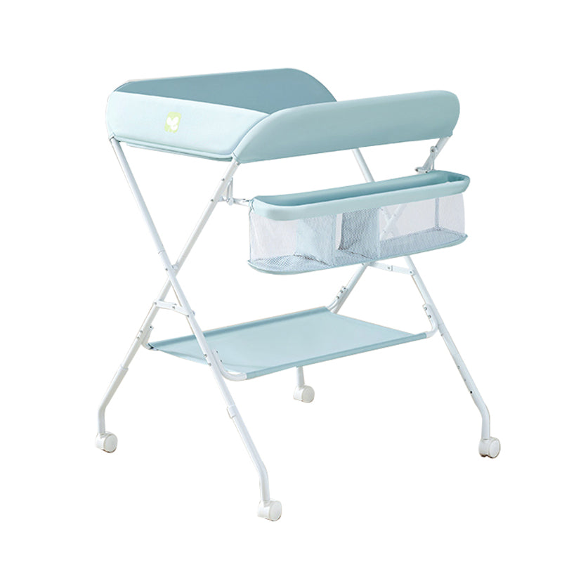 Modern Metal Baby Changing Table Green Changing Table with Safety Rails