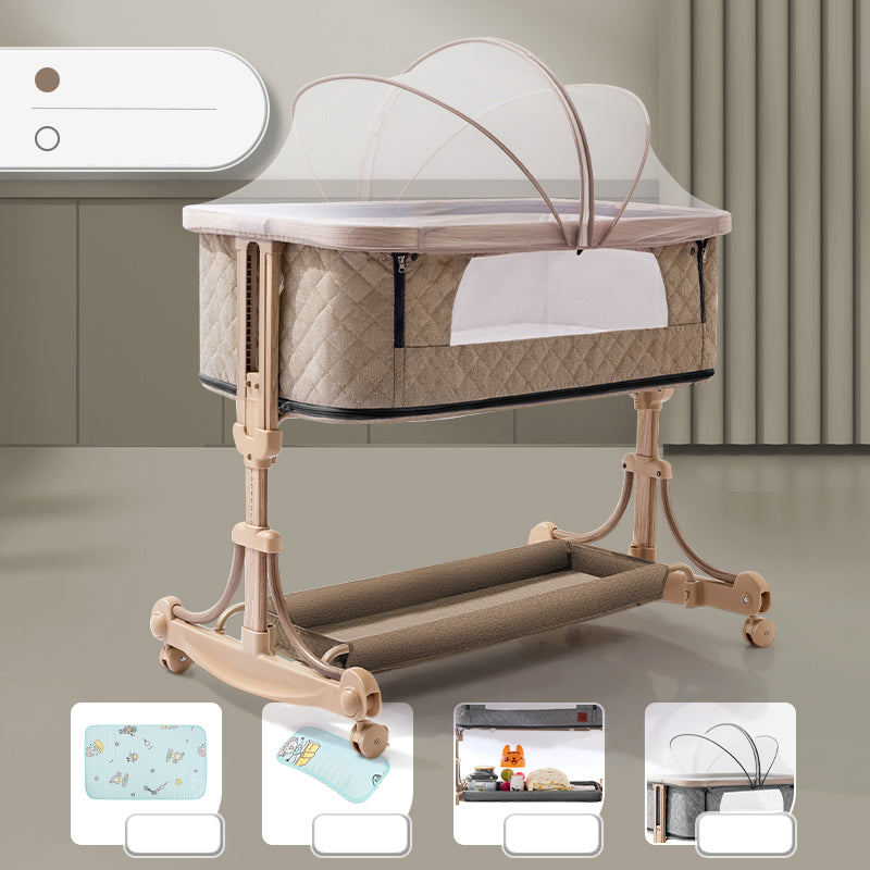 Contemporary Adjustable Crib Cradle Metal Bedside Bassinet With Canopy