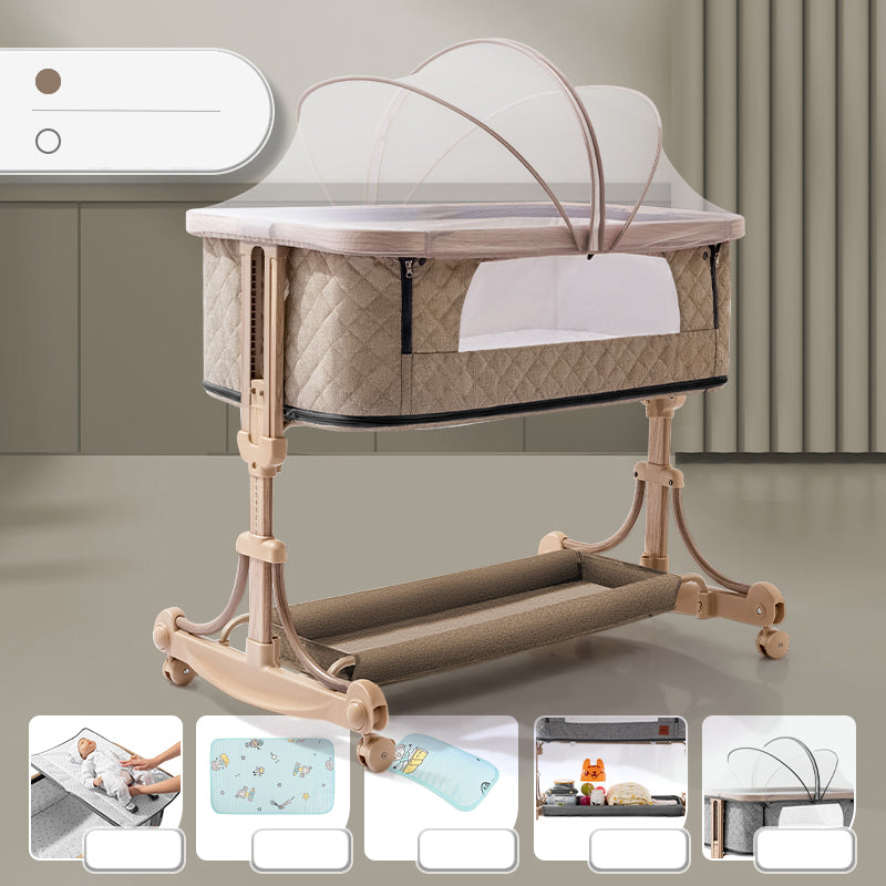 Contemporary Adjustable Crib Cradle Metal Bedside Bassinet With Canopy