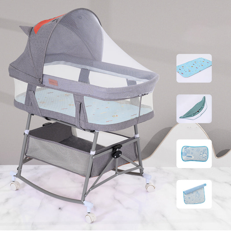 Contemporary Portable Crib Cradle Metal Bedside Bassinet With Canopy