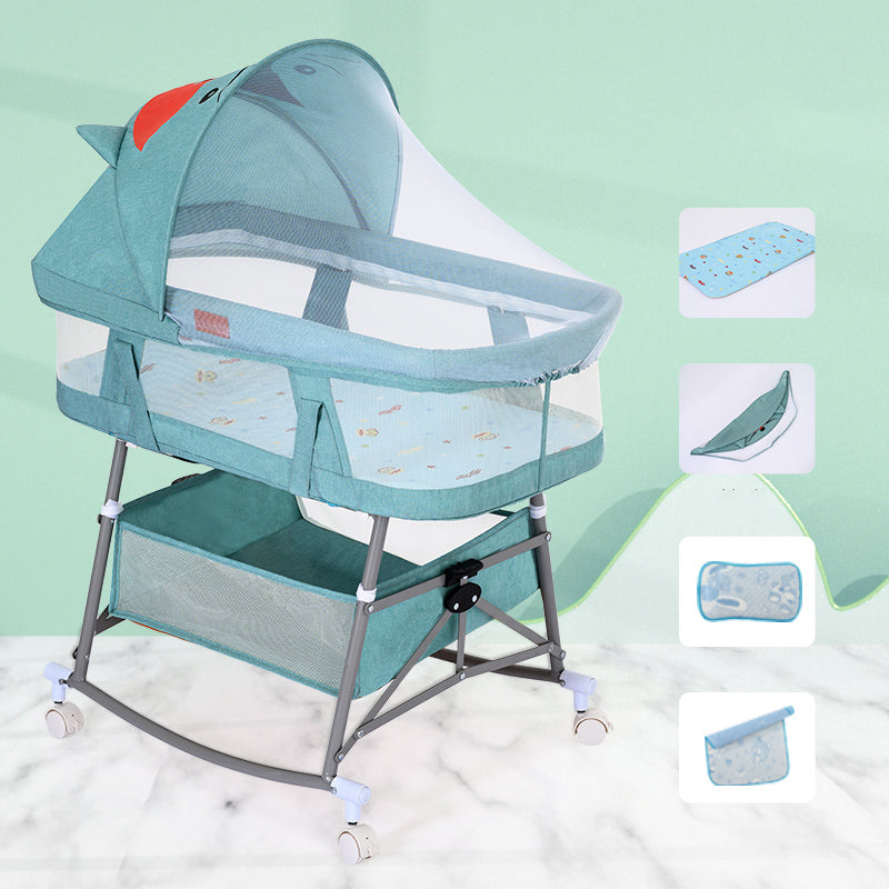 Contemporary Portable Crib Cradle Metal Bedside Bassinet With Canopy