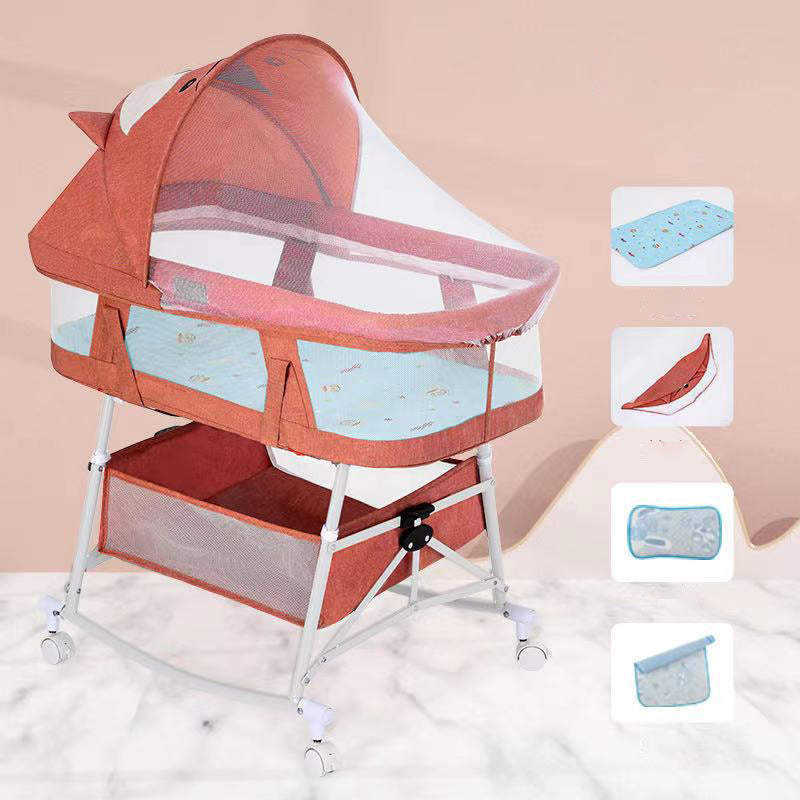 Contemporary Portable Crib Cradle Metal Bedside Bassinet With Canopy