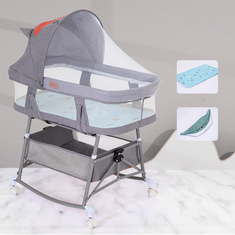 Contemporary Portable Crib Cradle Metal Bedside Bassinet With Canopy