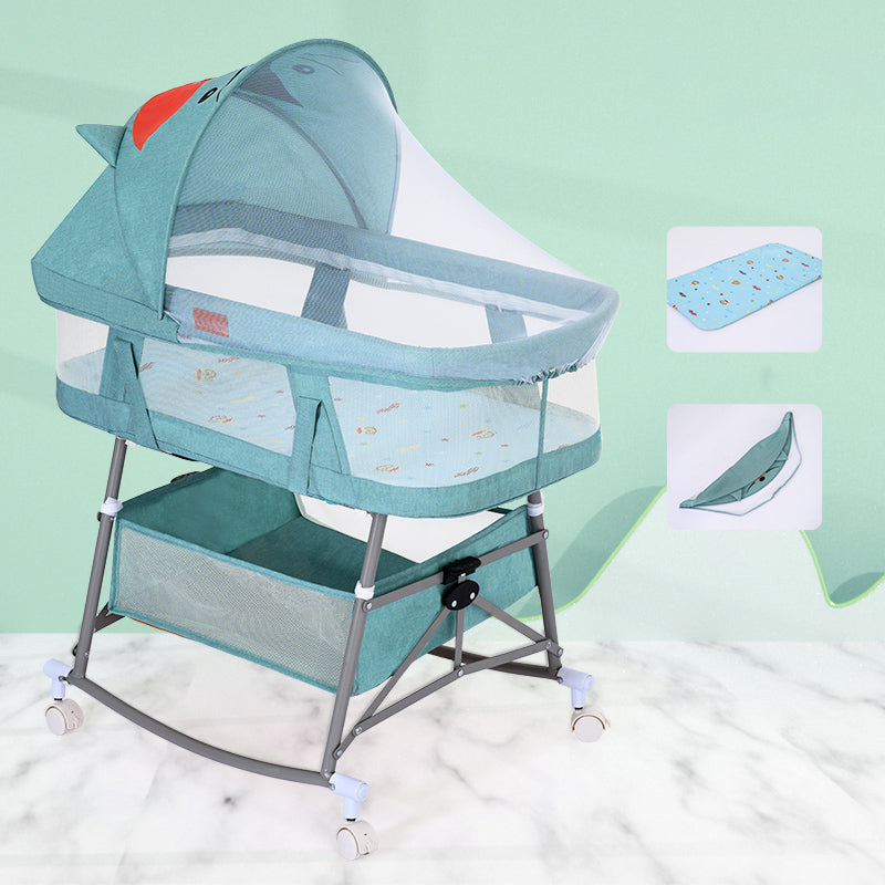 Contemporary Portable Crib Cradle Metal Bedside Bassinet With Canopy