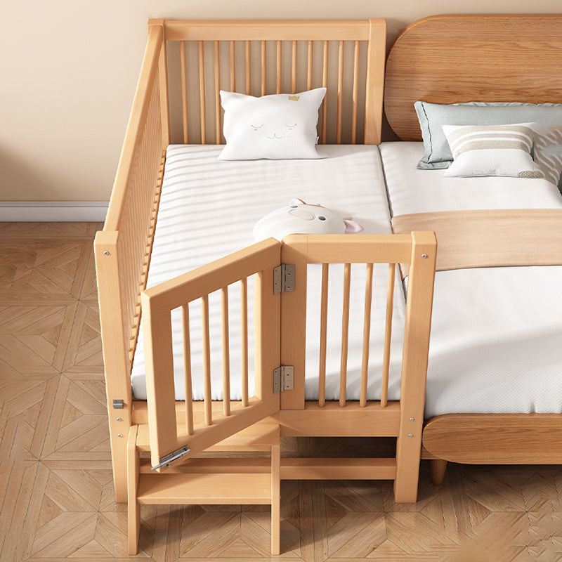 Solid Wood Nursery Bed 39.4" High Natural Convertible Baby Crib