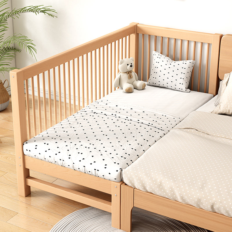 Solid Wood Nursery Bed 39.4" High Natural Convertible Baby Crib