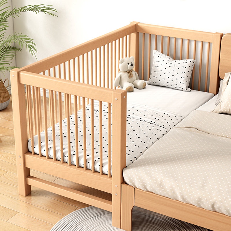 Solid Wood Nursery Bed 39.4" High Natural Convertible Baby Crib