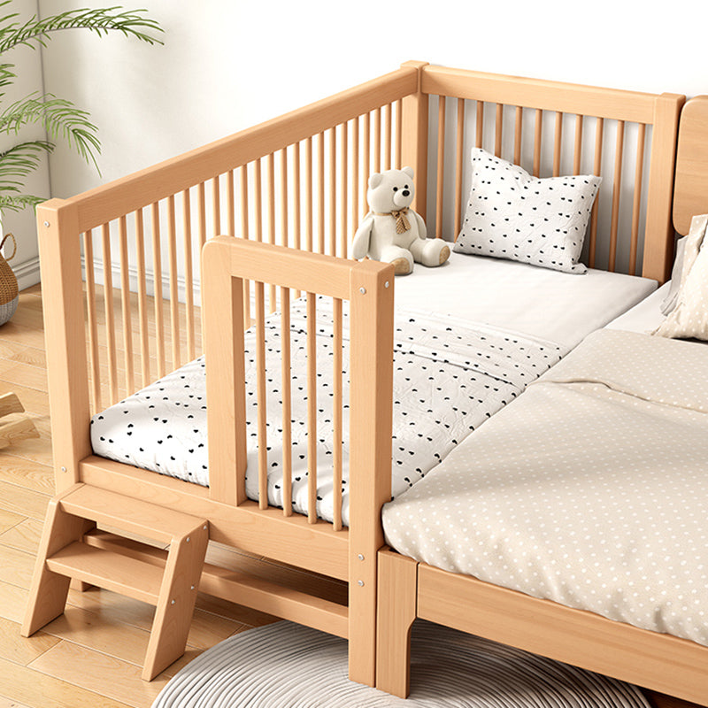 Solid Wood Nursery Bed 39.4" High Natural Convertible Baby Crib