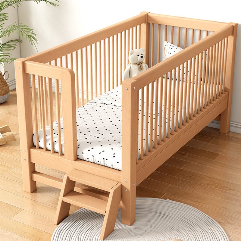 Solid Wood Nursery Bed 39.4" High Natural Convertible Baby Crib