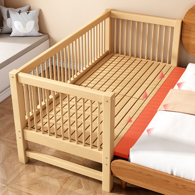 Solid Wood Nursery Bed 39.4" High Natural Convertible Baby Crib