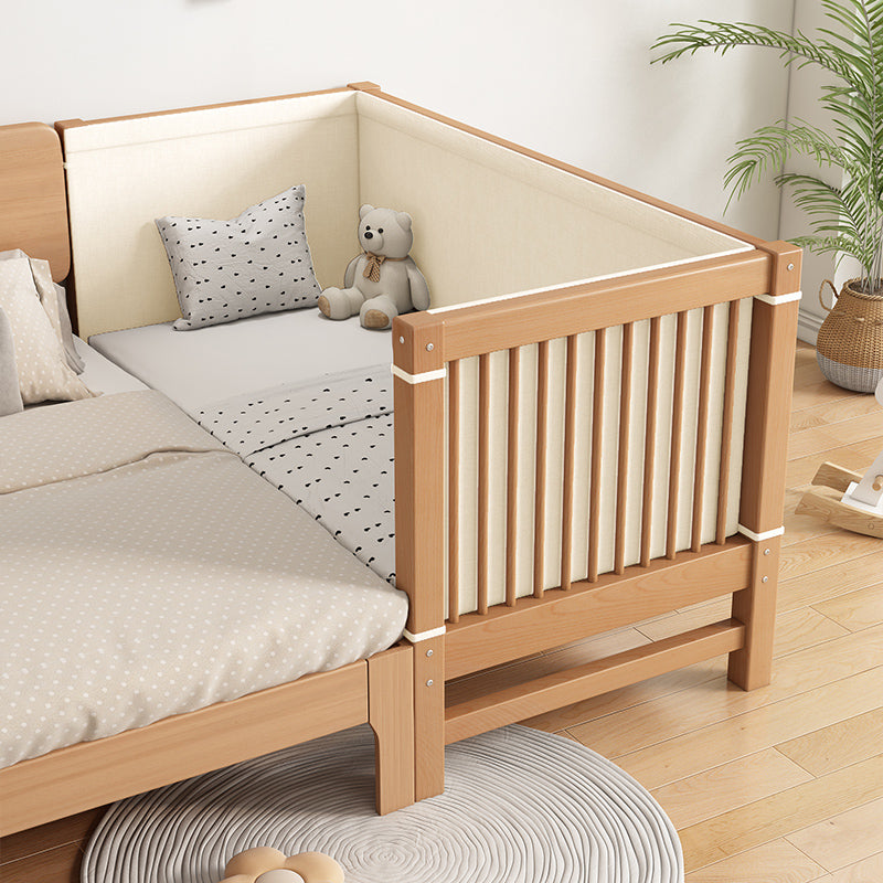 Solid Wood Nursery Bed 39.4" High Natural Convertible Baby Crib