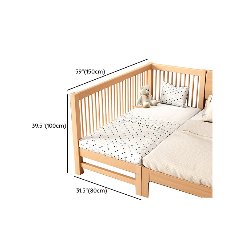 Solid Wood Nursery Bed 39.4" High Natural Convertible Baby Crib