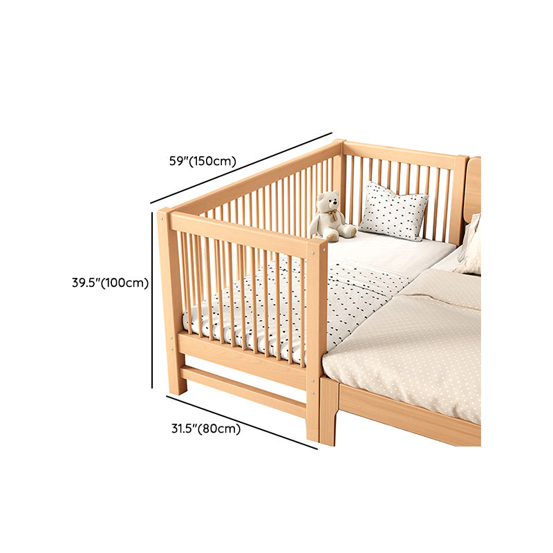 Solid Wood Nursery Bed 39.4" High Natural Convertible Baby Crib