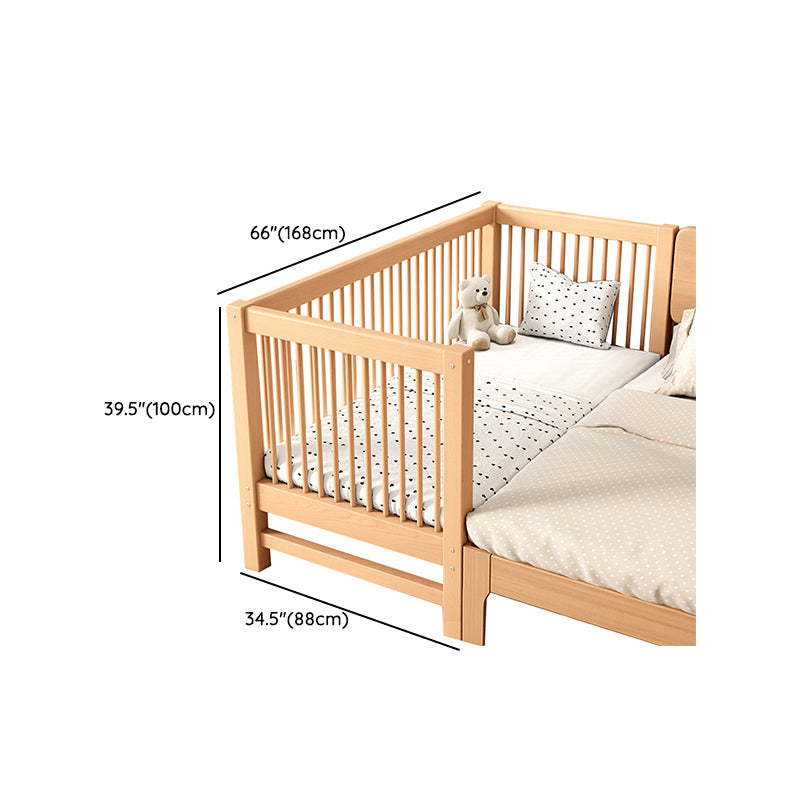 Solid Wood Nursery Bed 39.4" High Natural Convertible Baby Crib