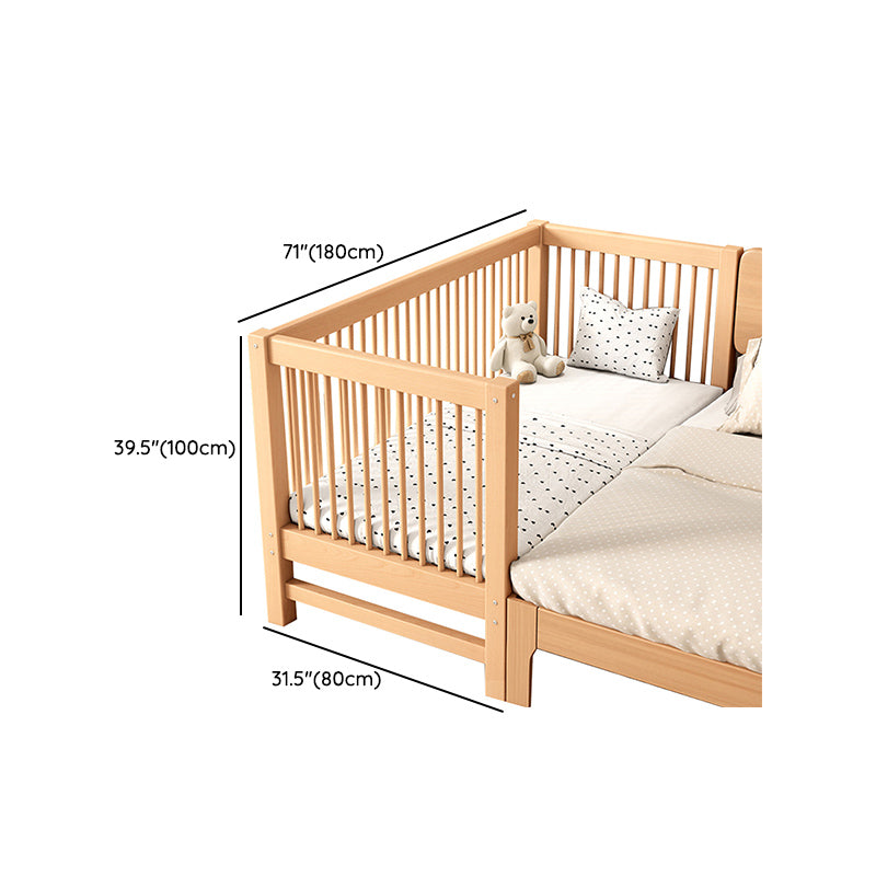 Solid Wood Nursery Bed 39.4" High Natural Convertible Baby Crib